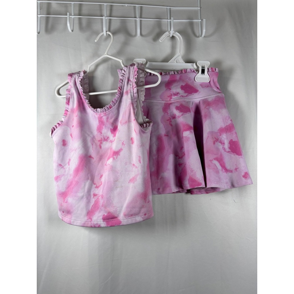 Yogalicious Girls Lux Kinsley Pink Tie Dye Ruffle Tank and Skort Set Size M 10